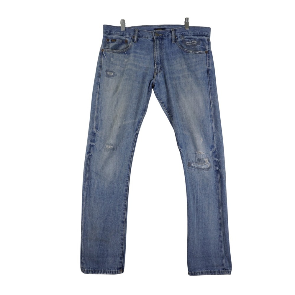 Polo Ralph Lauren 34x34 The Varick Slim Straight Distressed Jeans Ripped